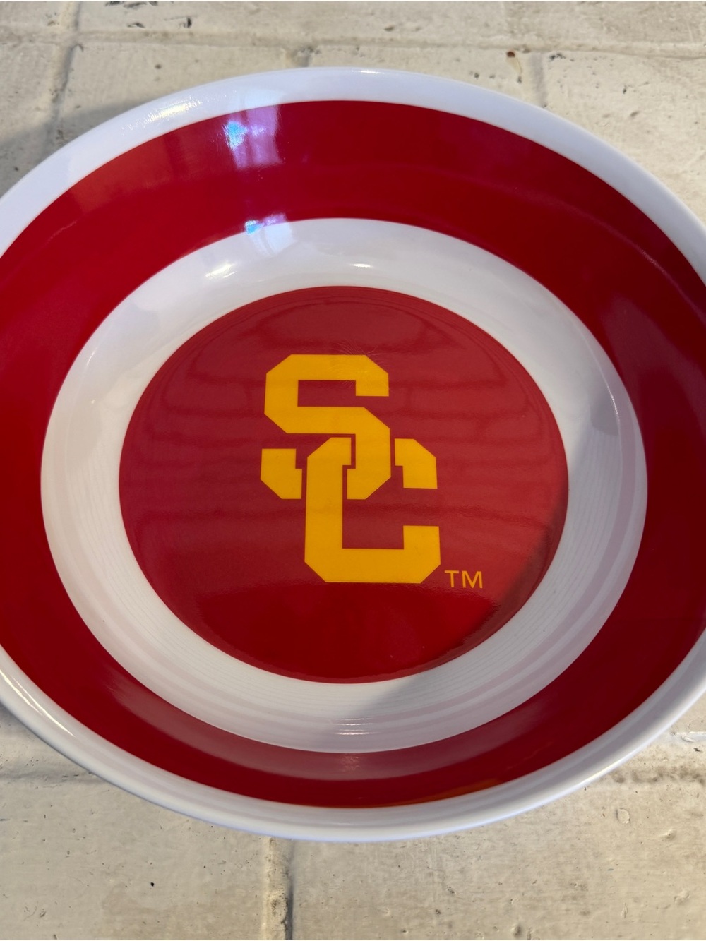 Vintage USC Trojans Melamine Serving Bowl – 10" – Rare Collegiate Tailgate Ware